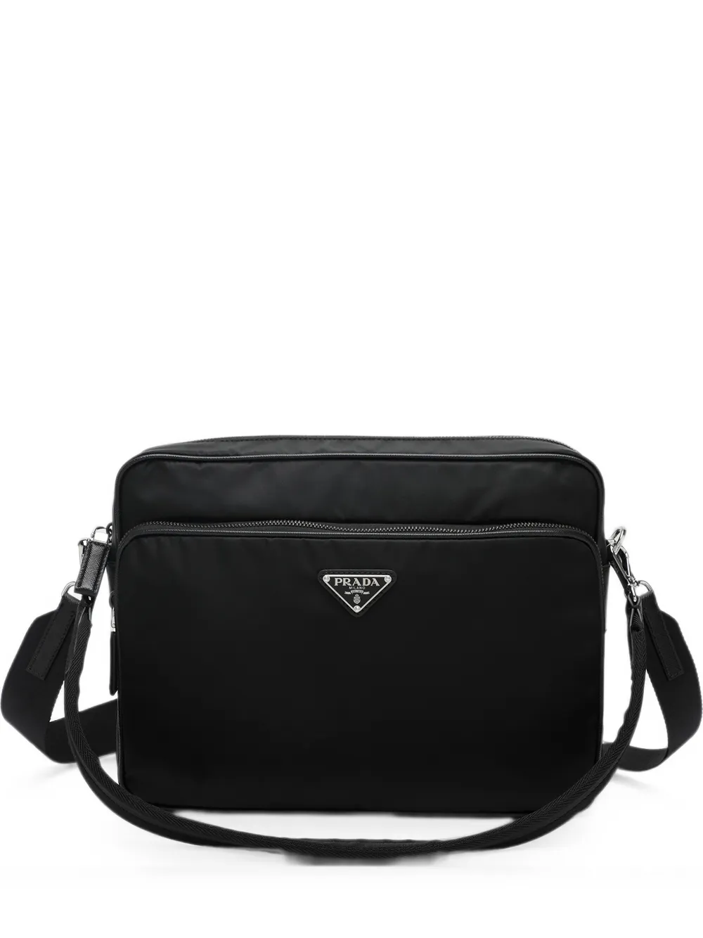 Prada logo-plaque zip-fastening shoulder bag - Nero