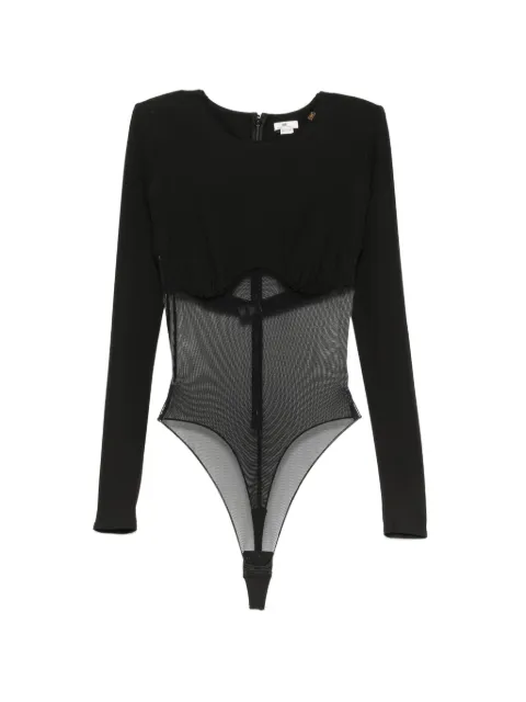 Elisabetta Franchi body con detalle fruncido y paneles de malla