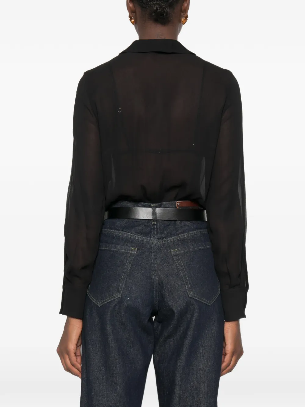 Elisabetta Franchi Body van georgette stof met sierketting Zwart