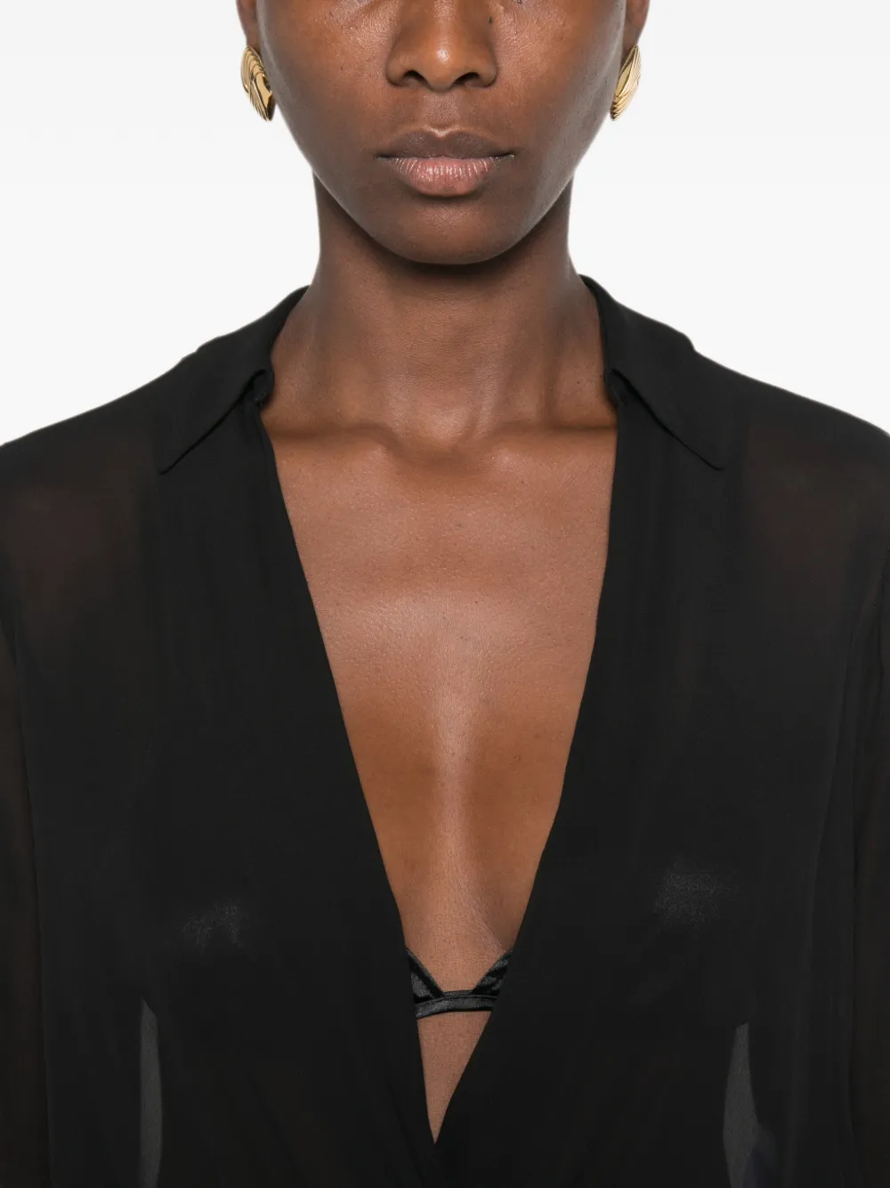 Elisabetta Franchi Body van georgette stof met sierketting Zwart