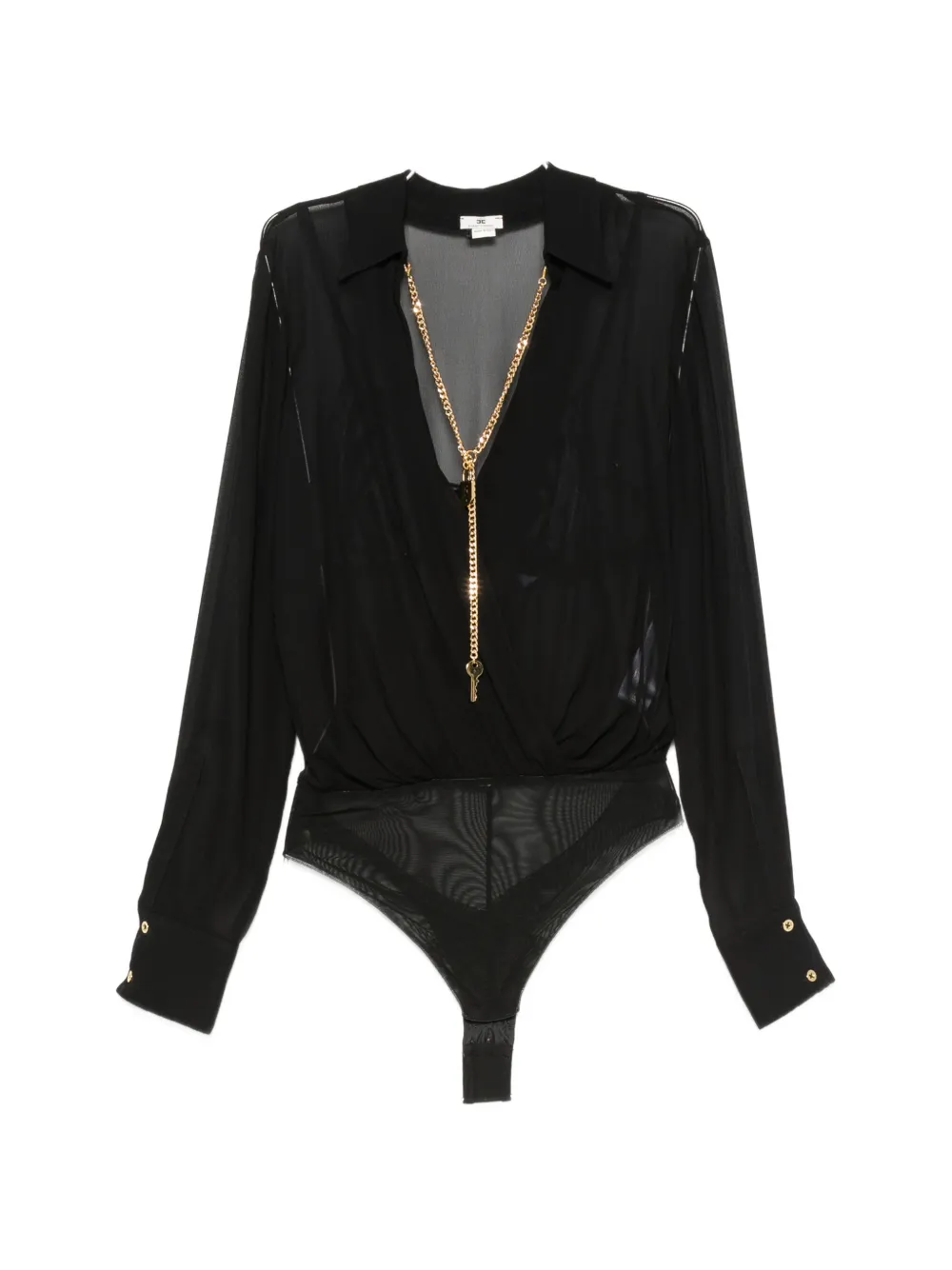 Elisabetta Franchi wrap-style long-sleeve bodie - Nero