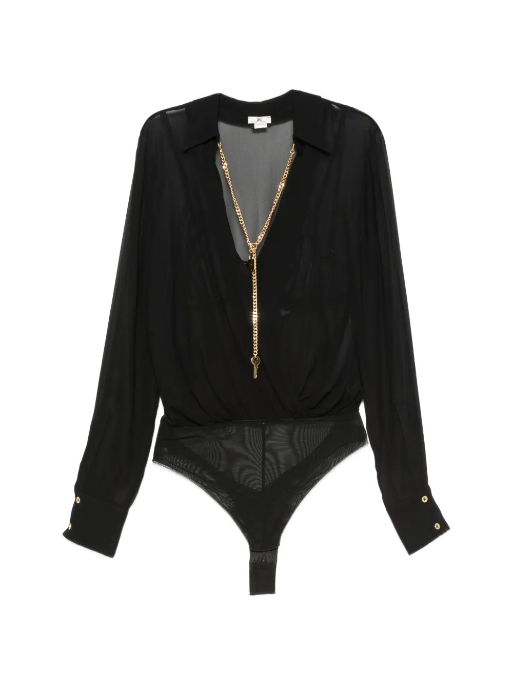 Elisabetta Franchi wrap-style long-sleeve bodie - Nero