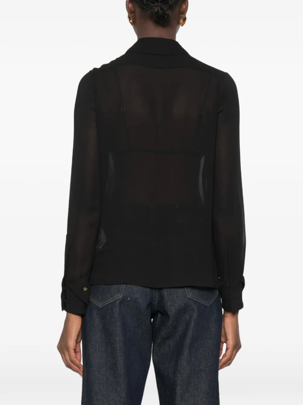 Elisabetta Franchi Doorzichtige blouse met logo Zwart