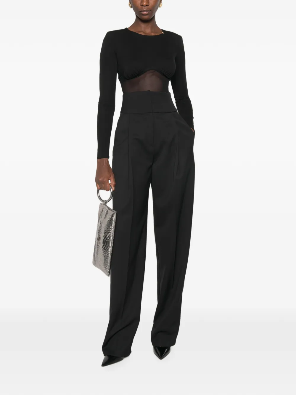 Elisabetta Franchi High waist broek Zwart