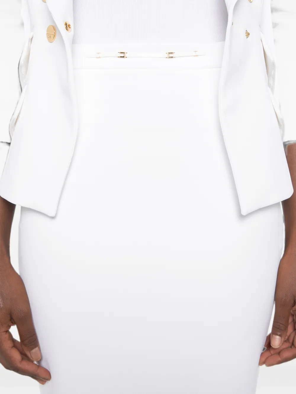 Elisabetta Franchi Mini-kokerrok met logoplakkaat Wit