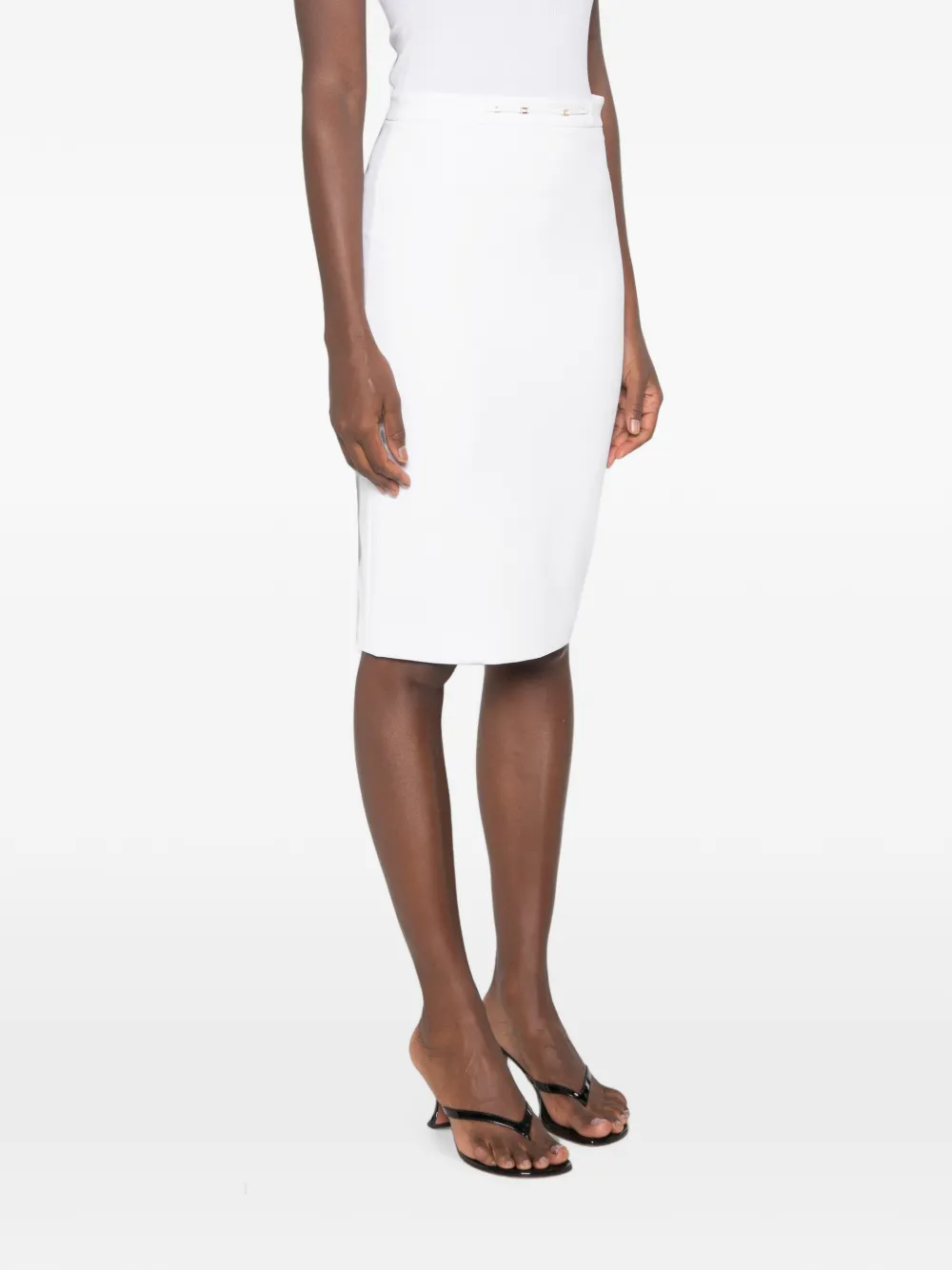 Elisabetta Franchi Mini-kokerrok met logoplakkaat Wit