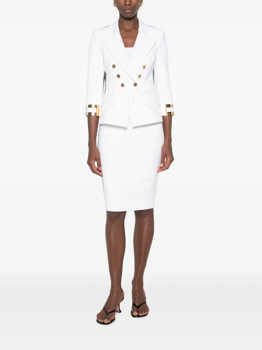 Elisabetta Franchi Mini-kokerrok met logoplakkaat Wit