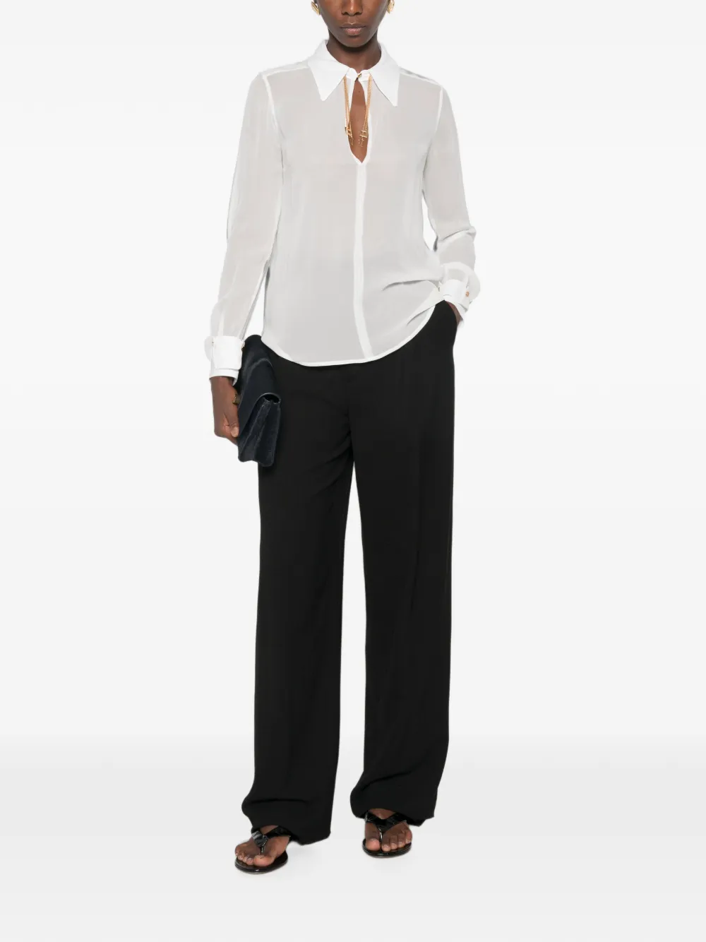 Elisabetta Franchi Georgette blouse met logo Wit