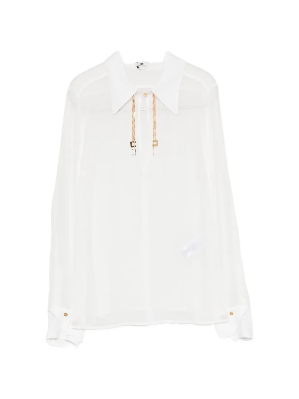 Elisabetta Franchi logo-plaque chain-detail blouse - Bianco