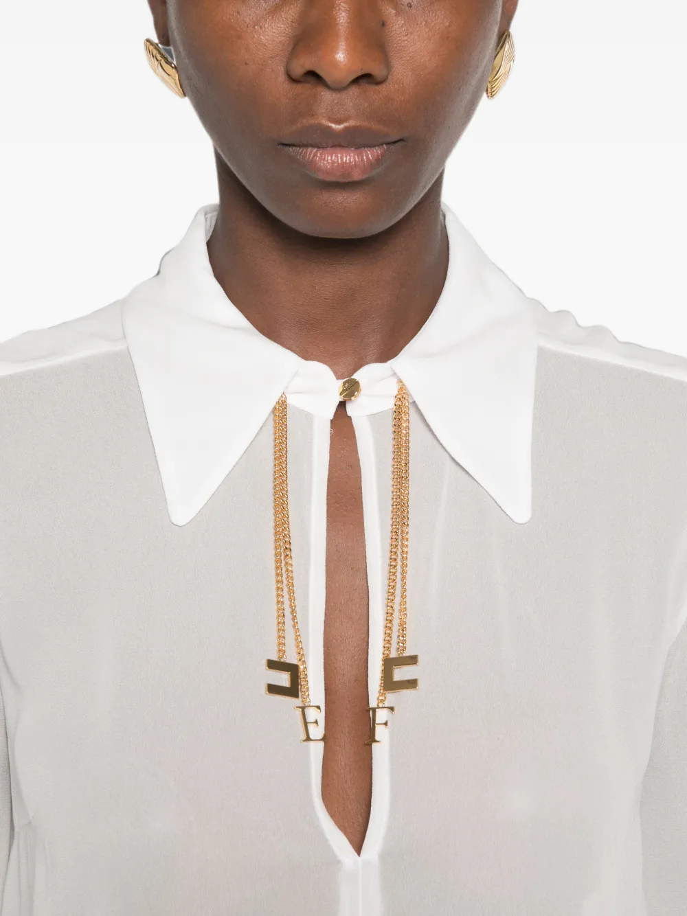 Elisabetta Franchi Georgette blouse met logo Wit
