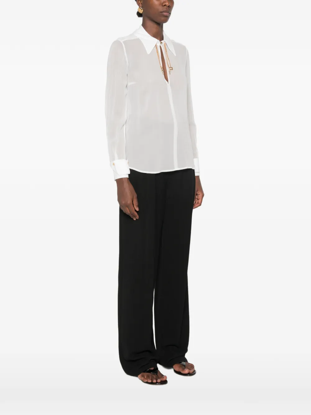 Elisabetta Franchi Georgette blouse met logo Wit