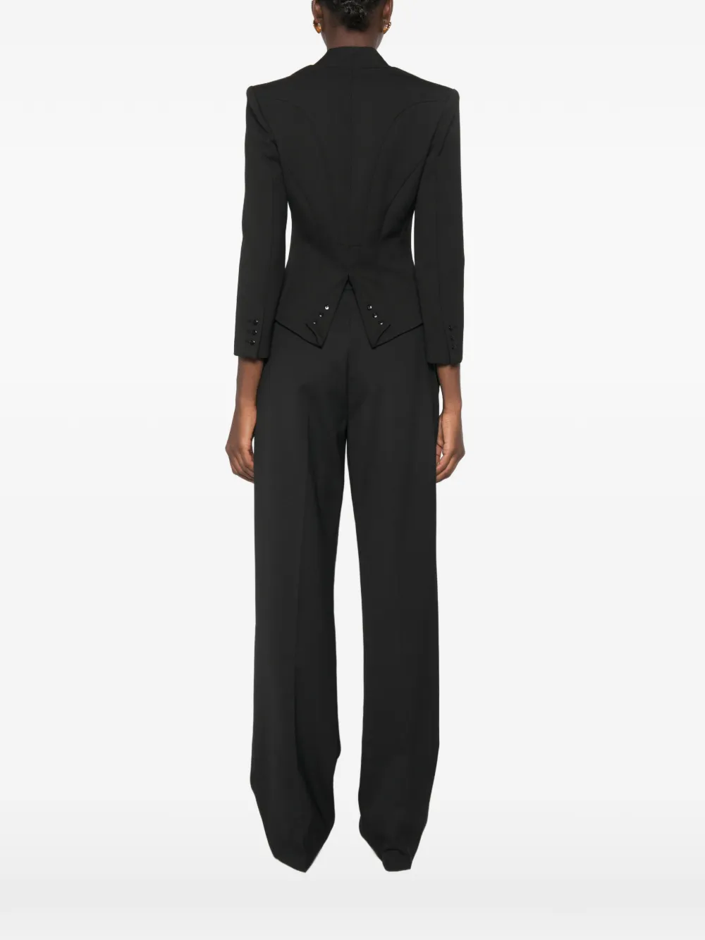 Elisabetta Franchi Blazer met dubbele knoop en puntige revers Zwart