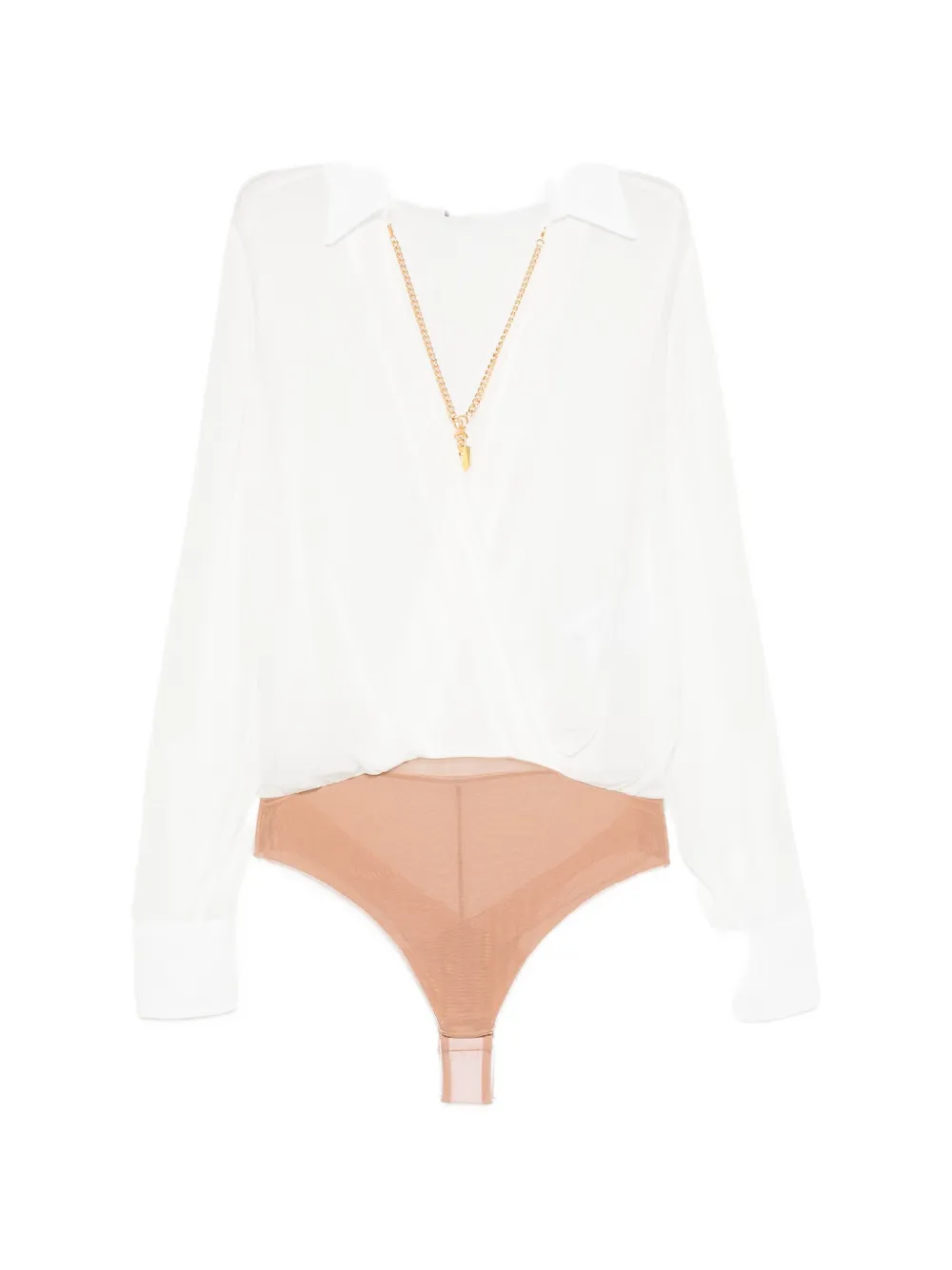 Elisabetta Franchi chain-detail wrap-front bodie - Bianco