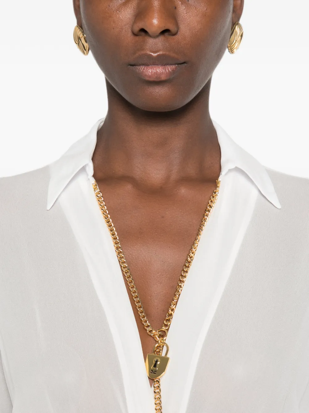 Elisabetta Franchi Body met kettingdetail en wikkel-design Wit