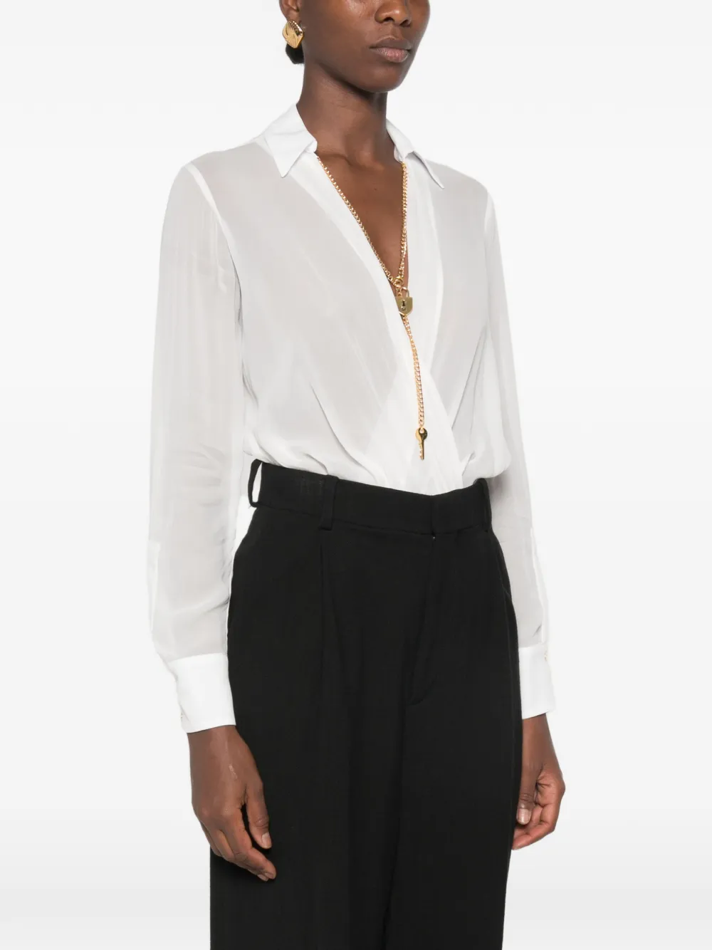 Elisabetta Franchi Body met kettingdetail en wikkel-design Wit