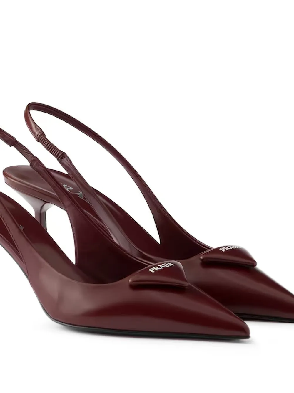 Prada triangle-logo slingback pumps Rood