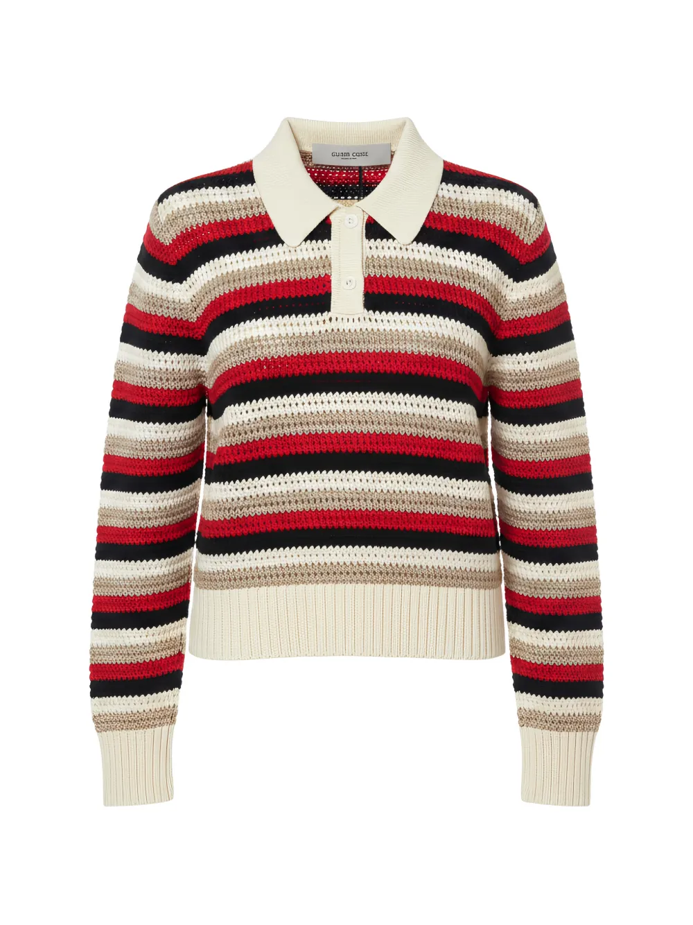 Golden Goose striped crochet-knit polo top - Nude