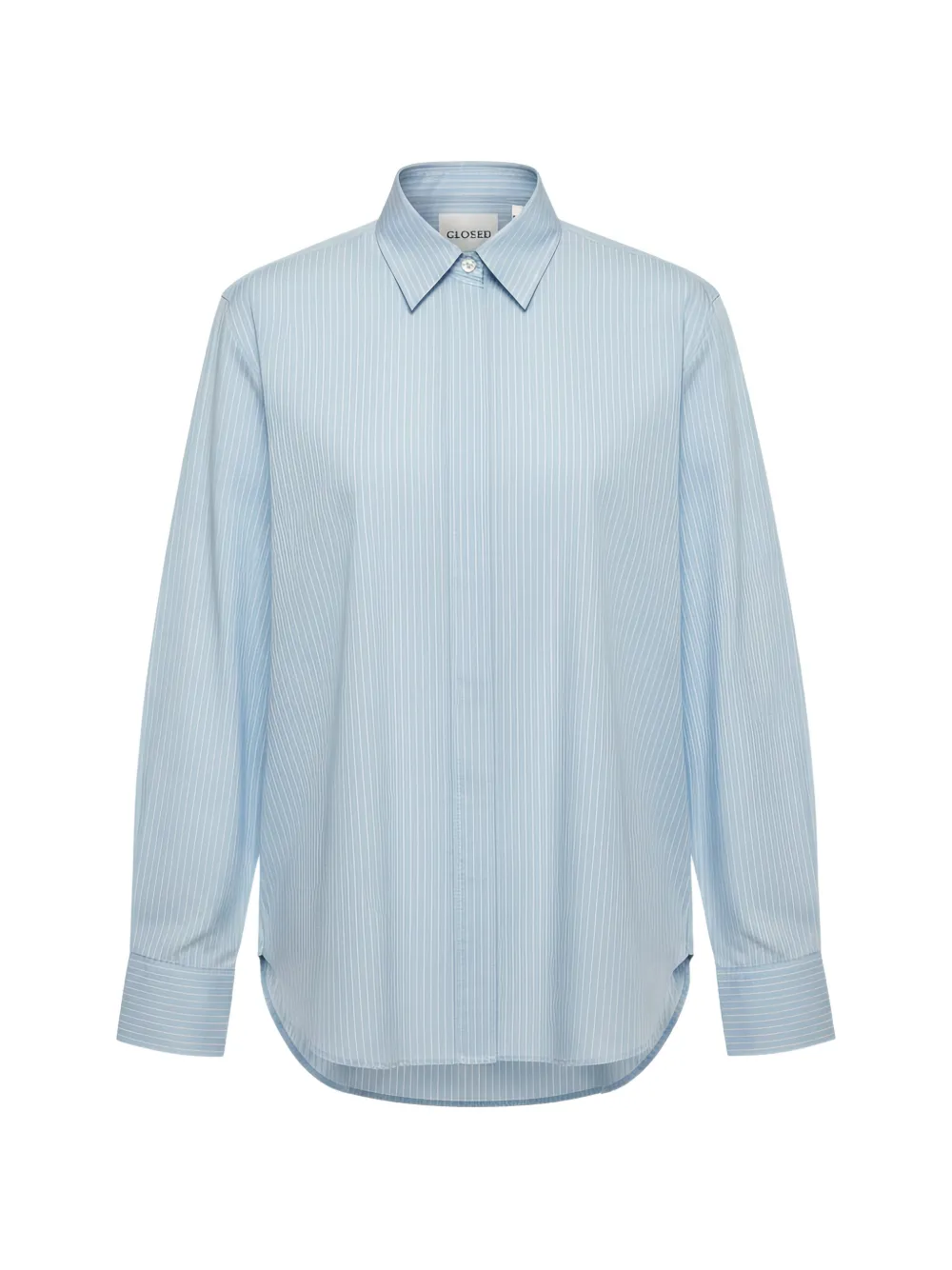 Closed Long-sleeve Striped Cotton Shirt In Blue