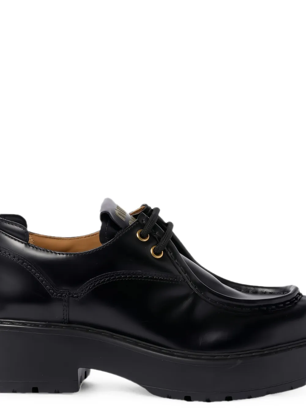 Miu logo-detail platform derby shoes Zwart