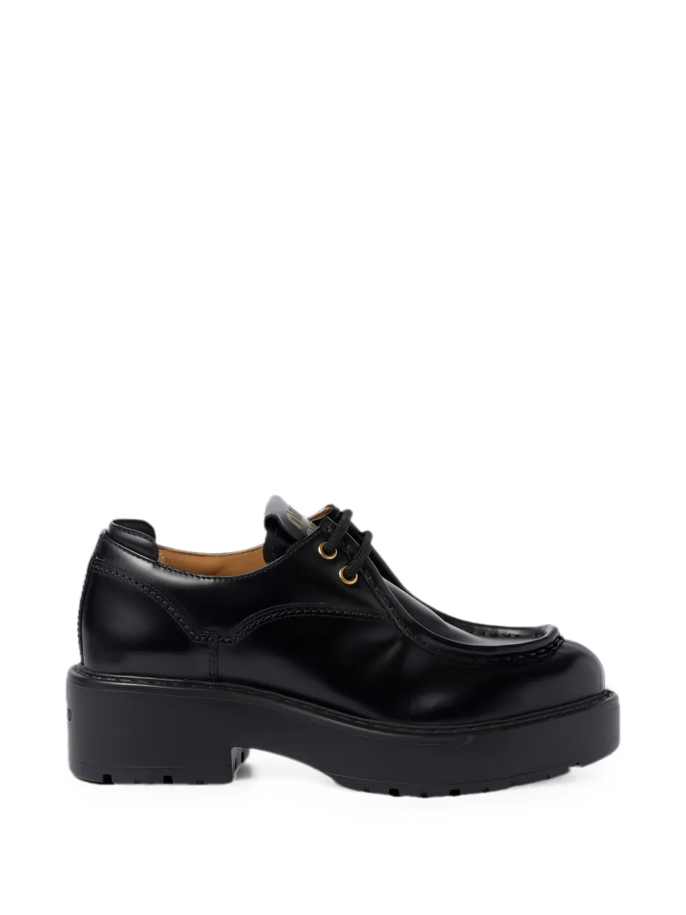 Miu logo-detail platform derby shoes Zwart