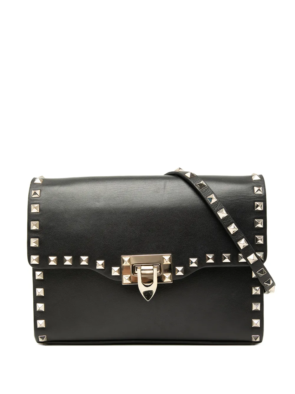 Valentino Garavani Pre-Owned Borsa a tracolla Rockstud piccola in pelle con battente 2000-2017 - Nero