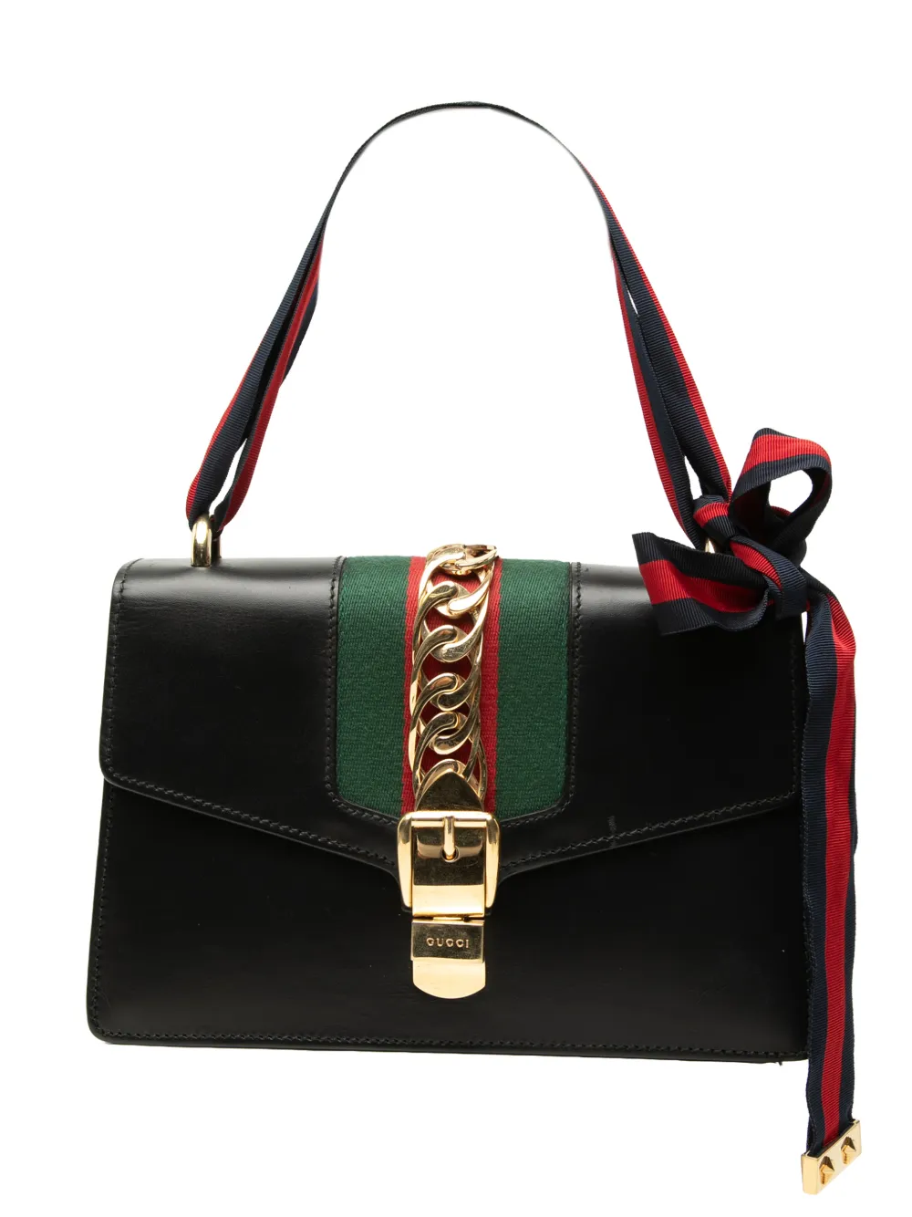 Gucci Pre-Owned Borsa a tracolla Sylvie piccola in pelle con decorazione Web 2000-2015 - Nero