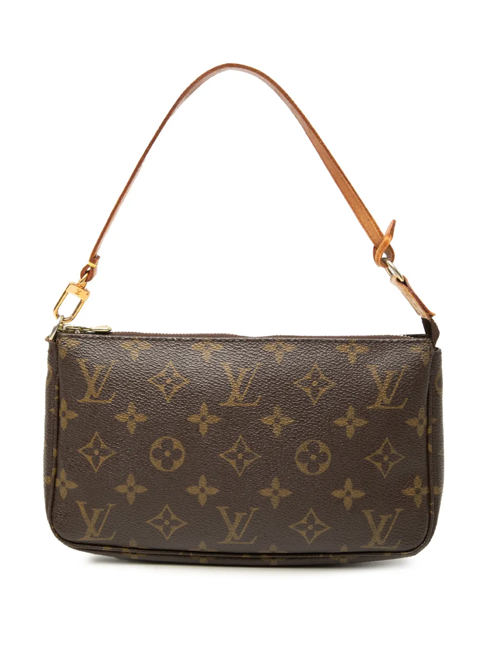 Pre-owned Louis Vuitton 2001 Monogram Pochette Accessoires Shoulder Bag In Brown