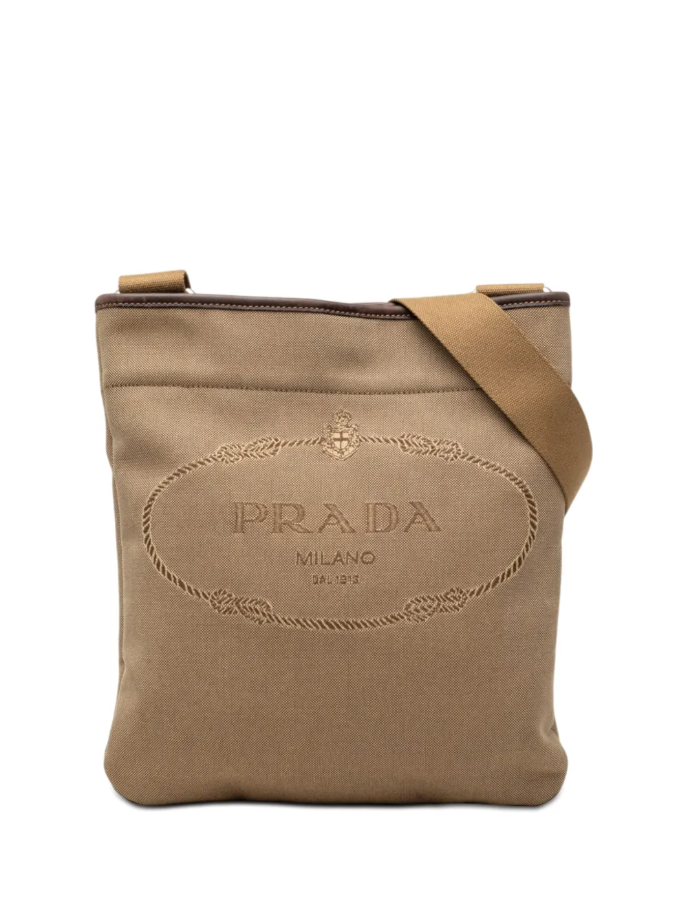 Prada Pre-Owned Borsa a tracolla in tela di canapa con logo 2013-2026 - Toni neutri