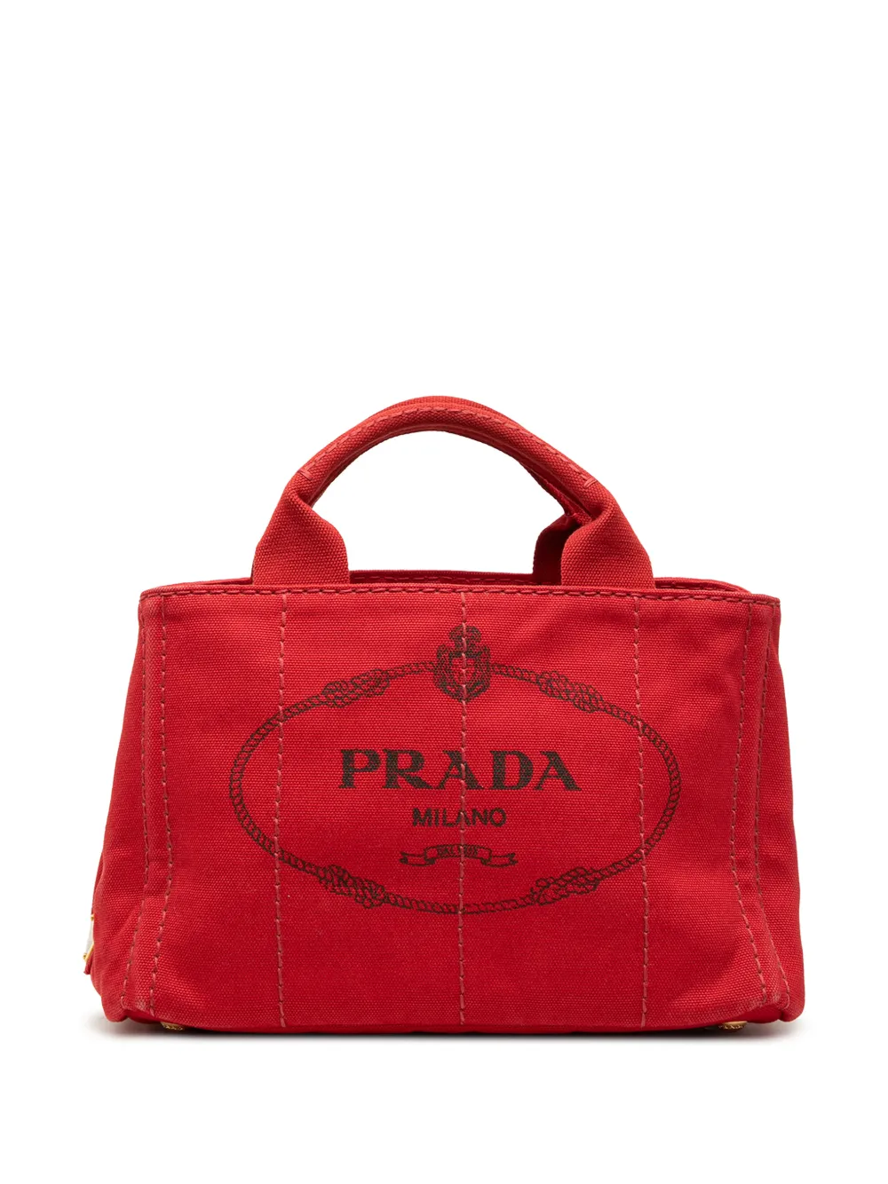 Prada Pre-Owned Borsa a tracolla piccola in tela di canapa con logo 2013-2026 - Rosso
