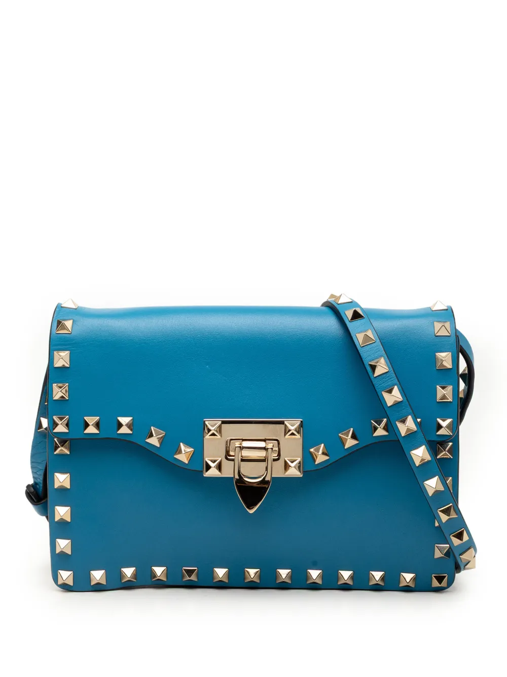 Valentino Garavani Pre-Owned Borsa a tracolla Rockstud mini in pelle con battente 2000-2017 - Blu