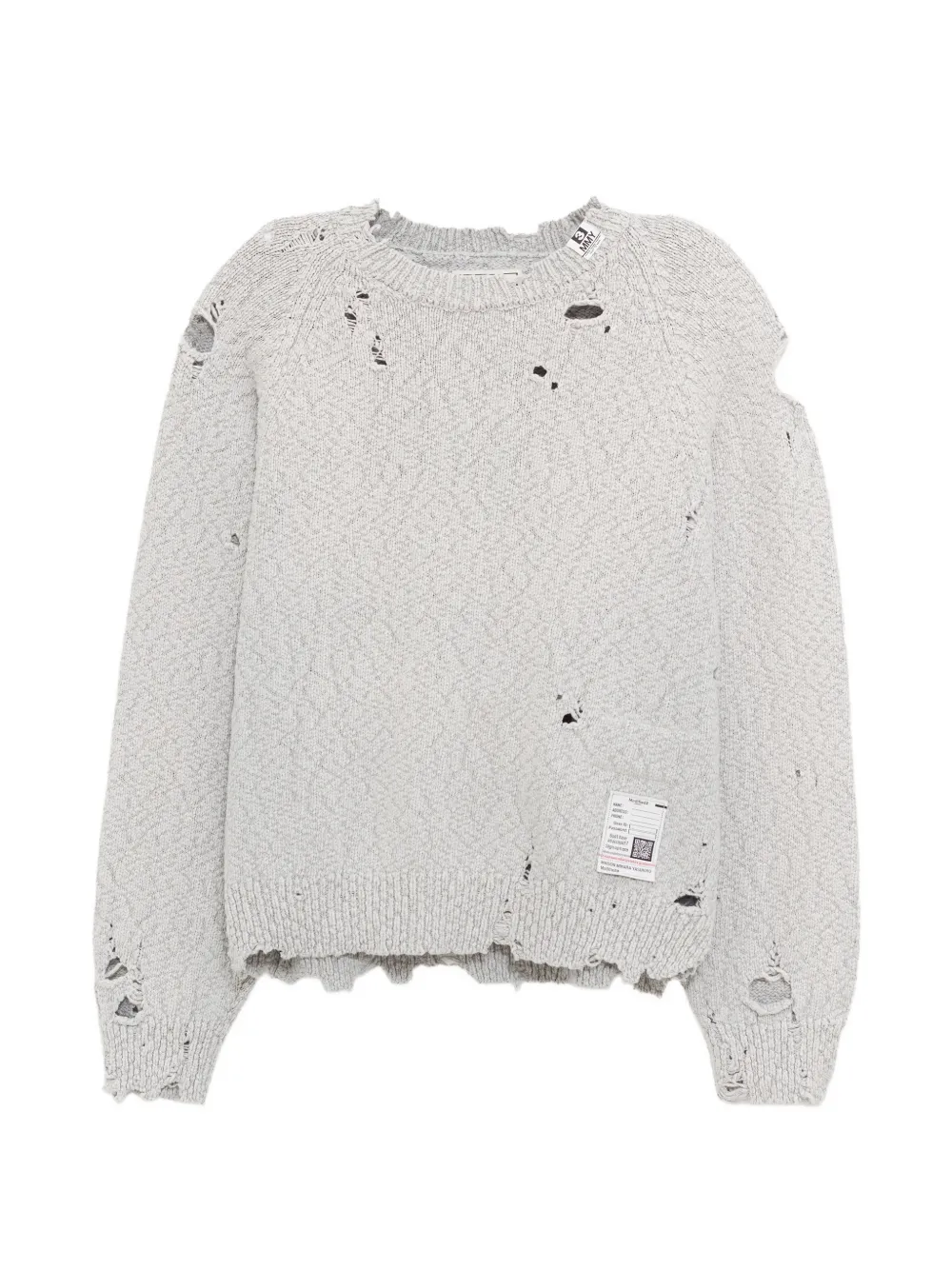 Maison MIHARA YASUHIRO distressed cable-knit sweater - Grau