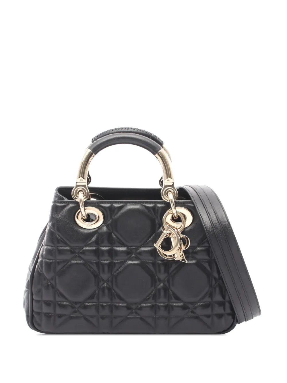Christian Dior Pre-Owned Borsa a tracolla Lady 95.22 piccola in pelle di vitello con motivo Cannage 2010-2026 - Nero