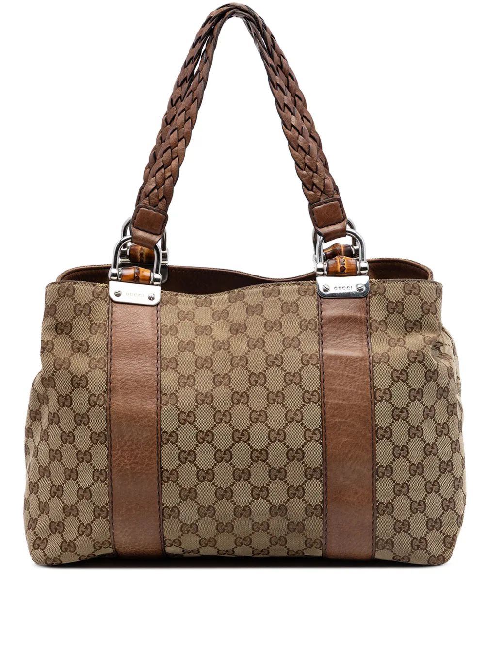 Gucci Pre-Owned Borsa tote Libeccio media in tela GG e bambù 2016-2026 - Toni neutri