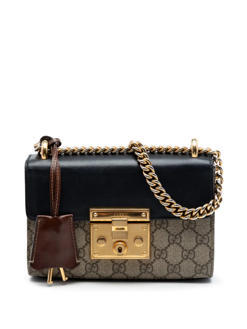 Gucci Pre-Owned Borsa a tracolla Padlock piccola in tessuto GG Supreme 2016-2026 - Toni neutri