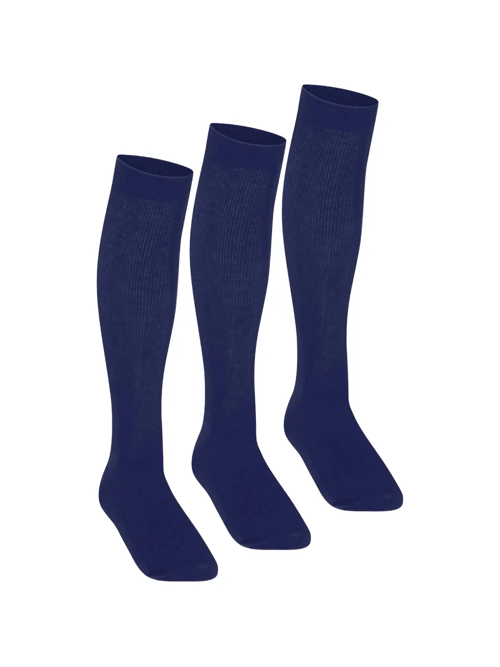 Zeco Schoolwear kids Drie paar geribbelde kniesokken Blauw