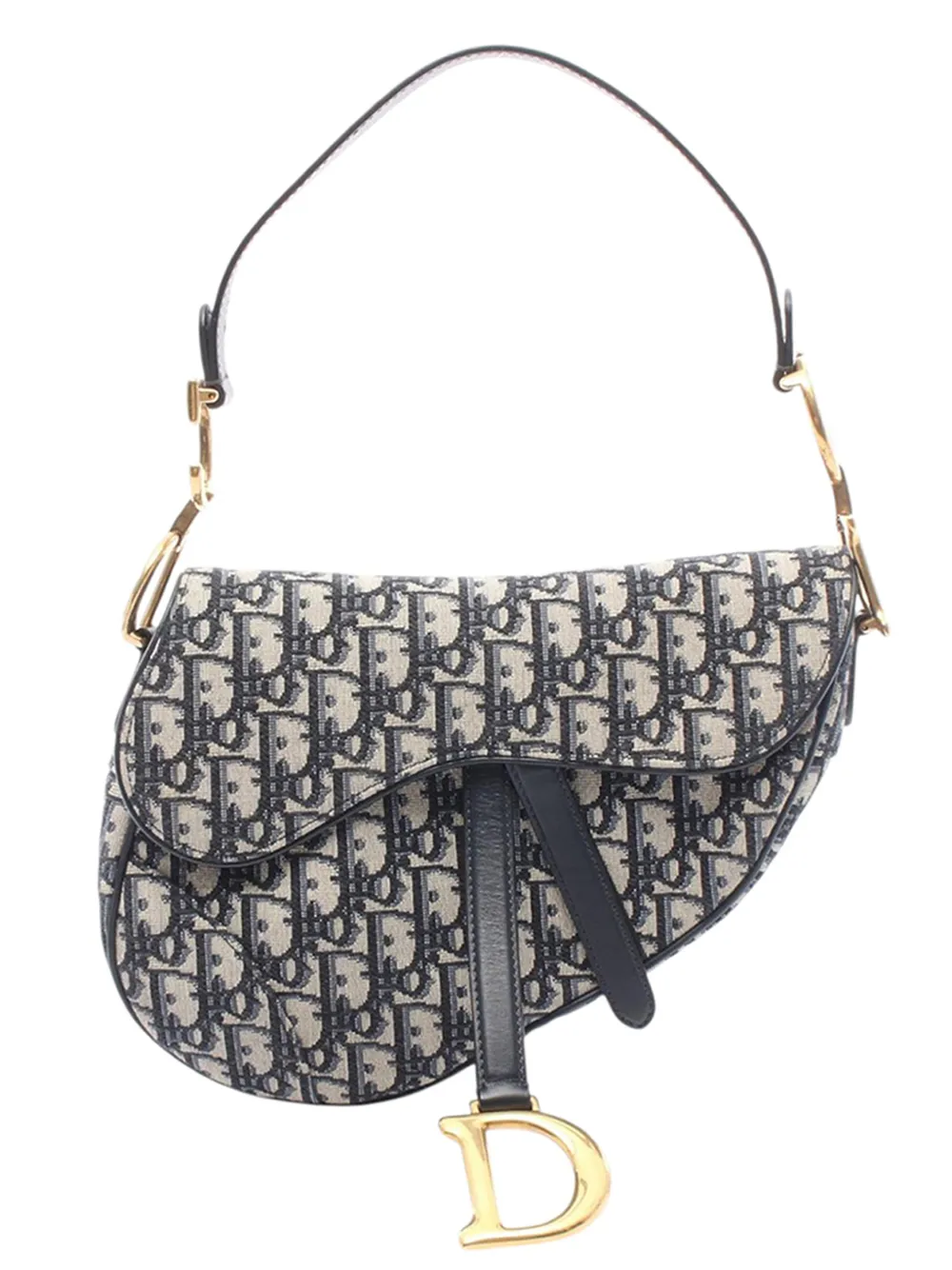Christian Dior Pre-Owned Borsa a spalla Saddle in tela con motivo Oblique 2010-2026 - Blu