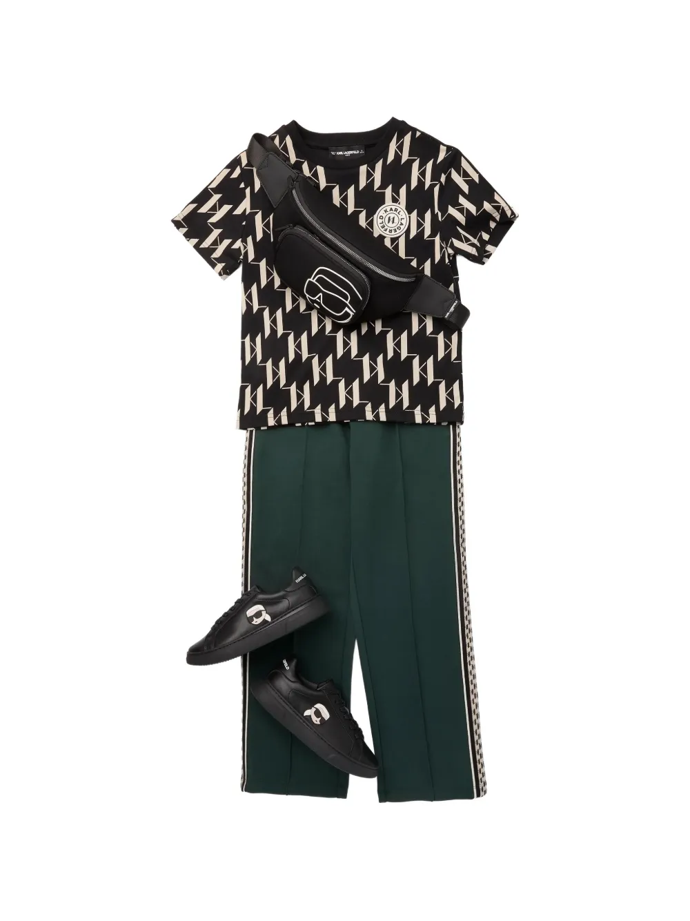 Karl Lagerfeld Kids logo-tape track pants Groen