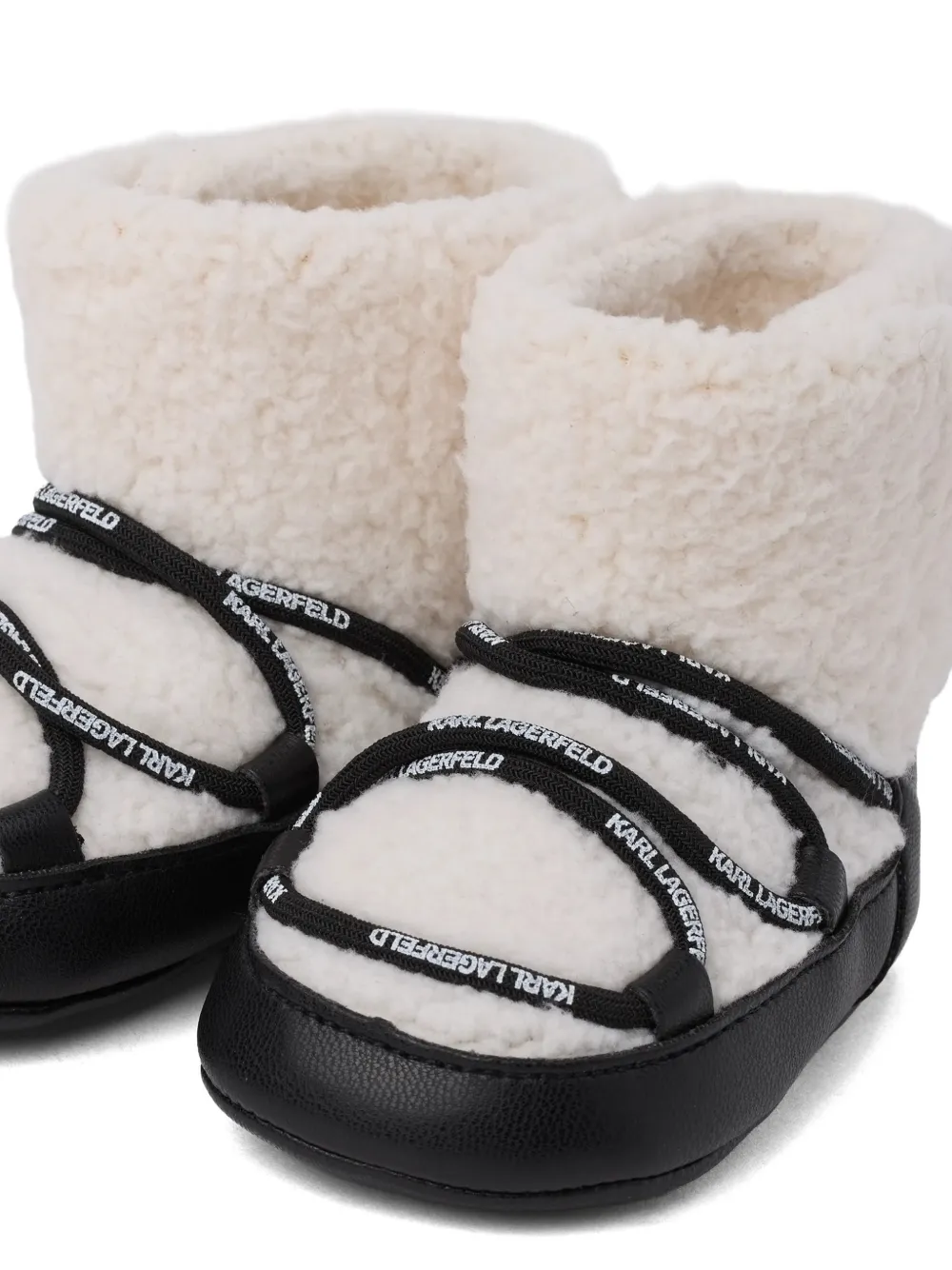 Karl Lagerfeld Kids logo-tape shearling slippers Beige