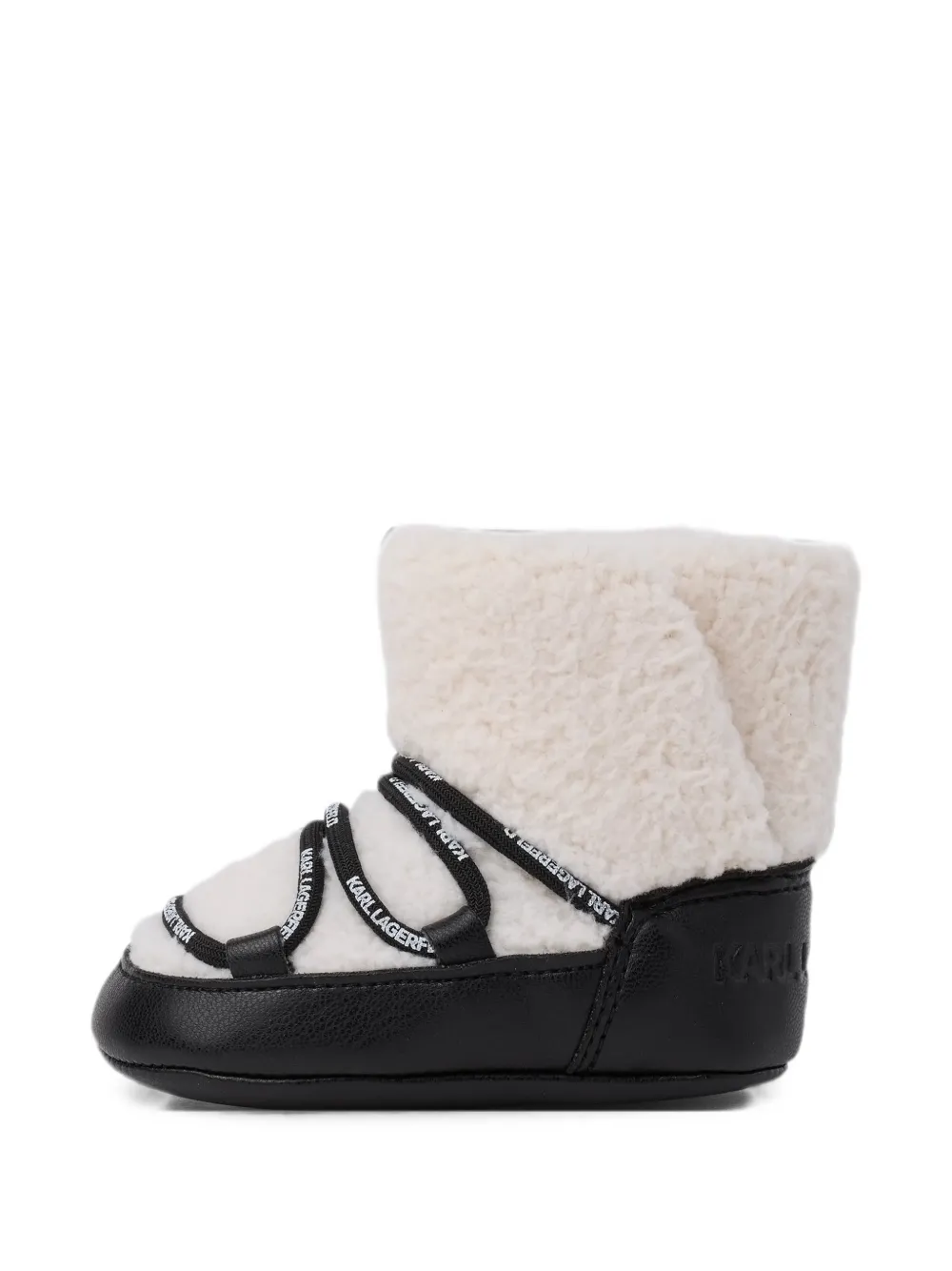 Karl Lagerfeld Kids logo-tape shearling slippers - Toni neutri