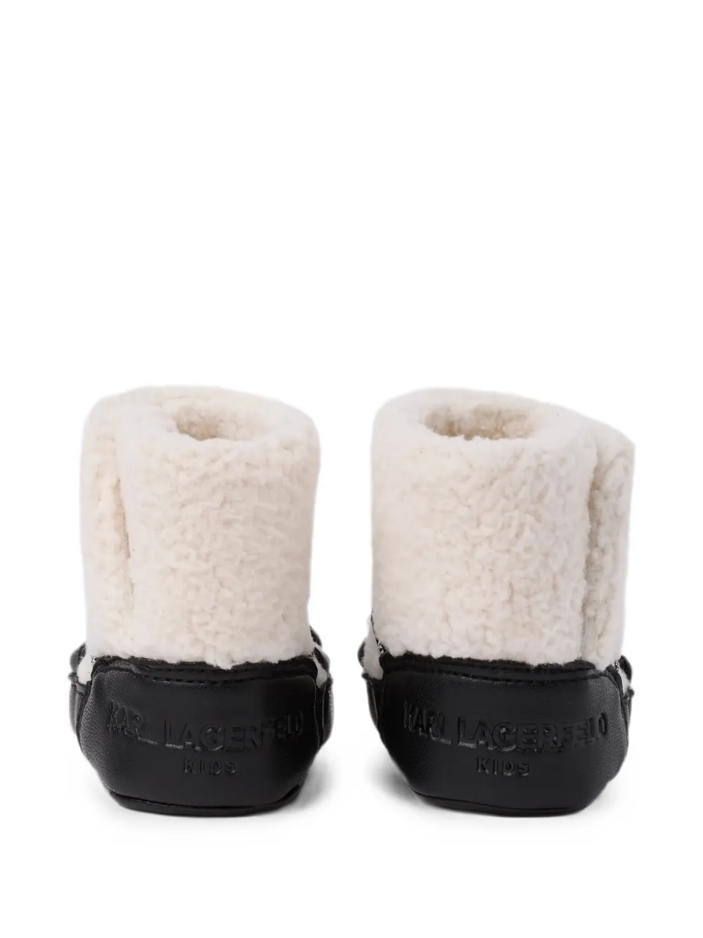 Karl Lagerfeld Kids logo-tape shearling slippers Beige