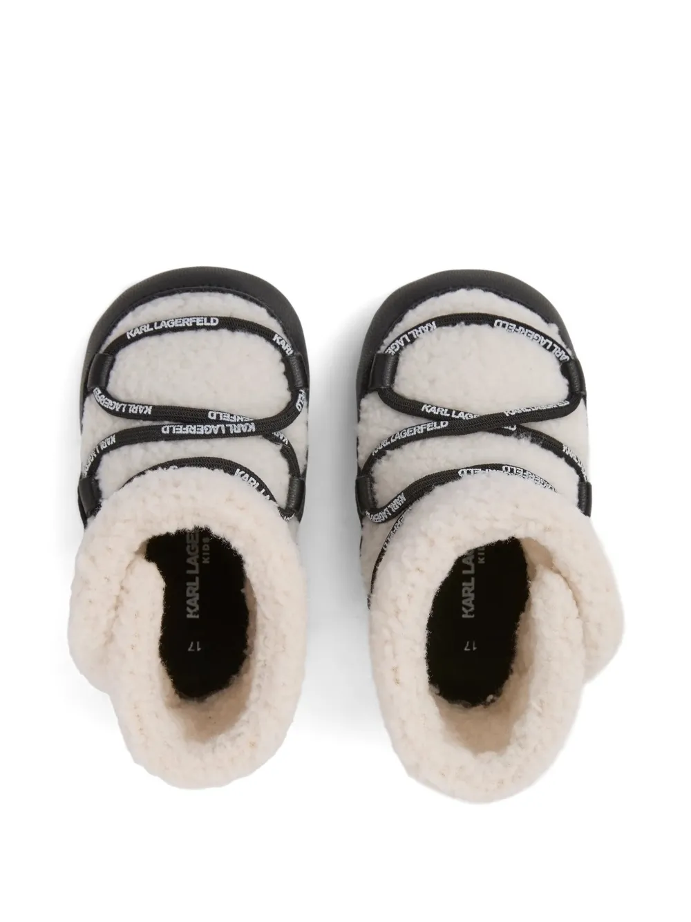 Karl Lagerfeld Kids logo-tape shearling slippers Beige