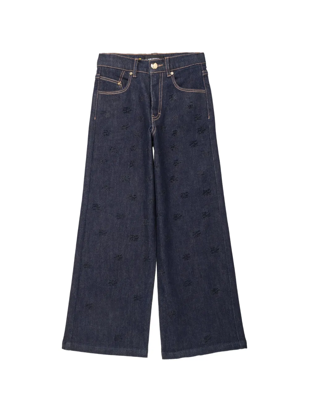 Karl Lagerfeld Kids Jeans a gamba ampia con strass - Blu