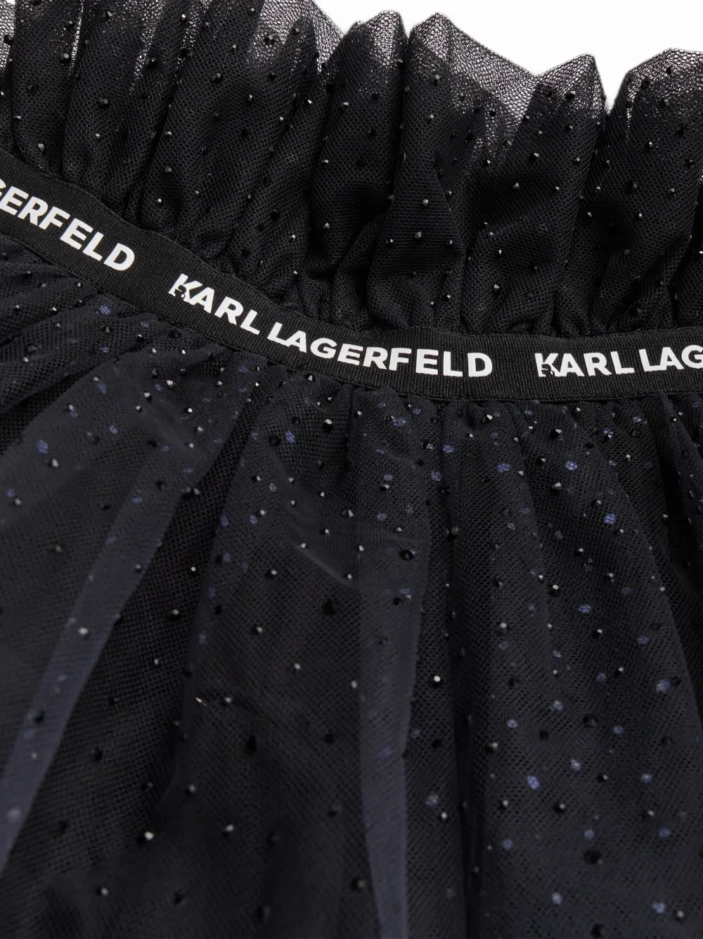 Karl Lagerfeld Kids crystal-embellished ruffled skirt Zwart
