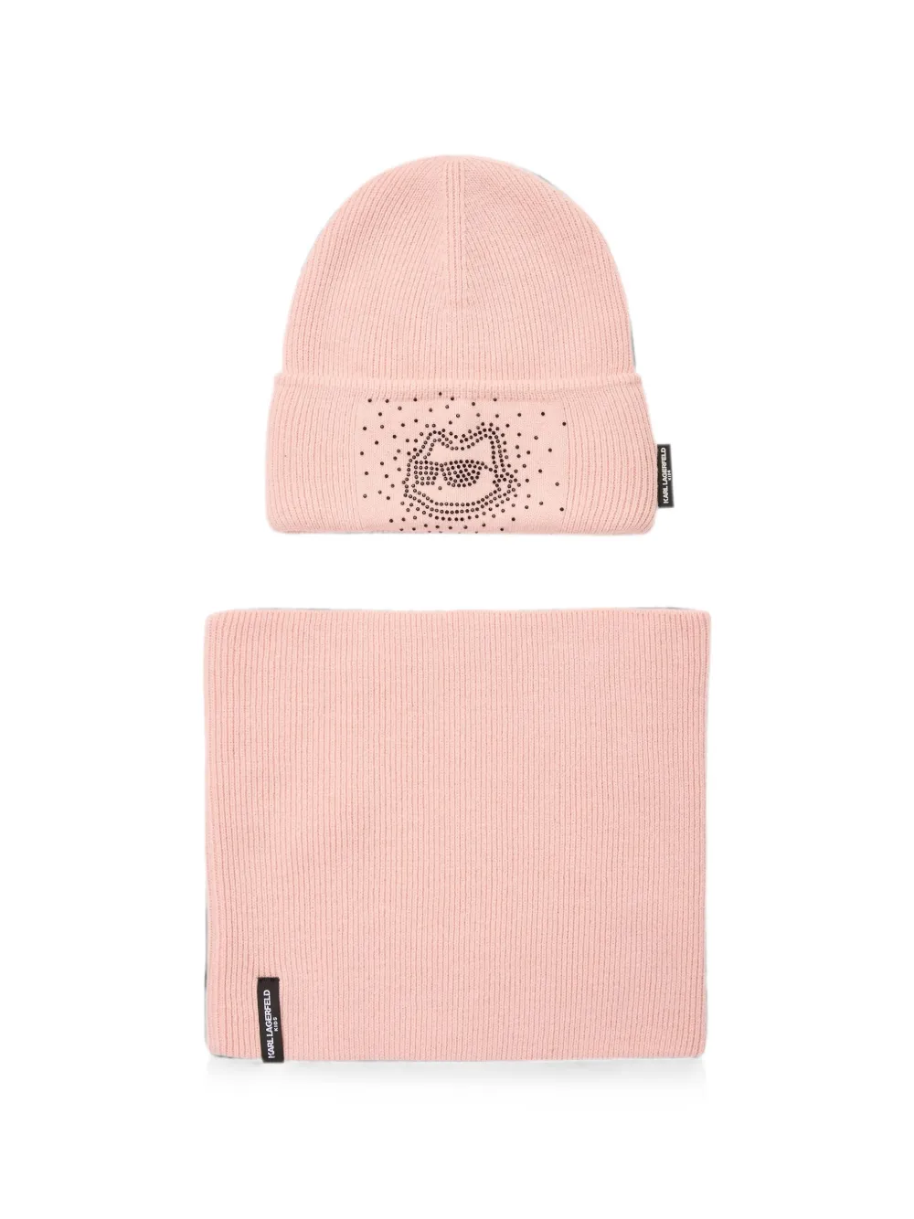 Karl Lagerfeld Kids Set berretto e sciarpa con motivo Choupette - Rosa