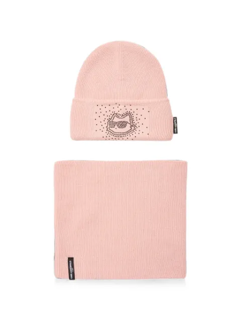 Karl Lagerfeld Kids set de gorro y bufanda con motivo Choupette