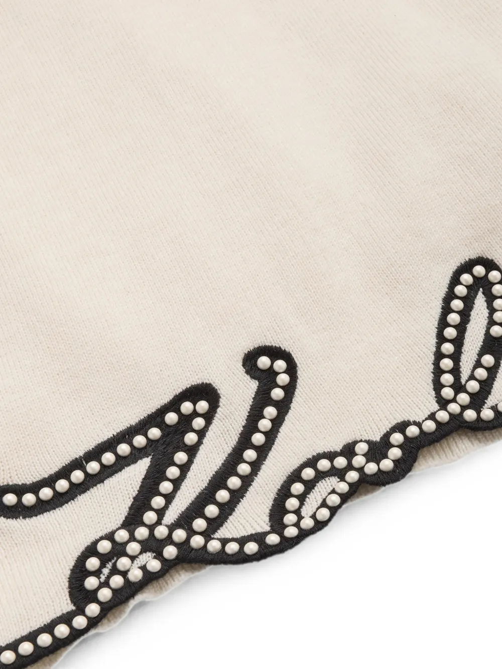 Karl Lagerfeld Kids Trui met pofmouwen verfraaid met kralen Beige