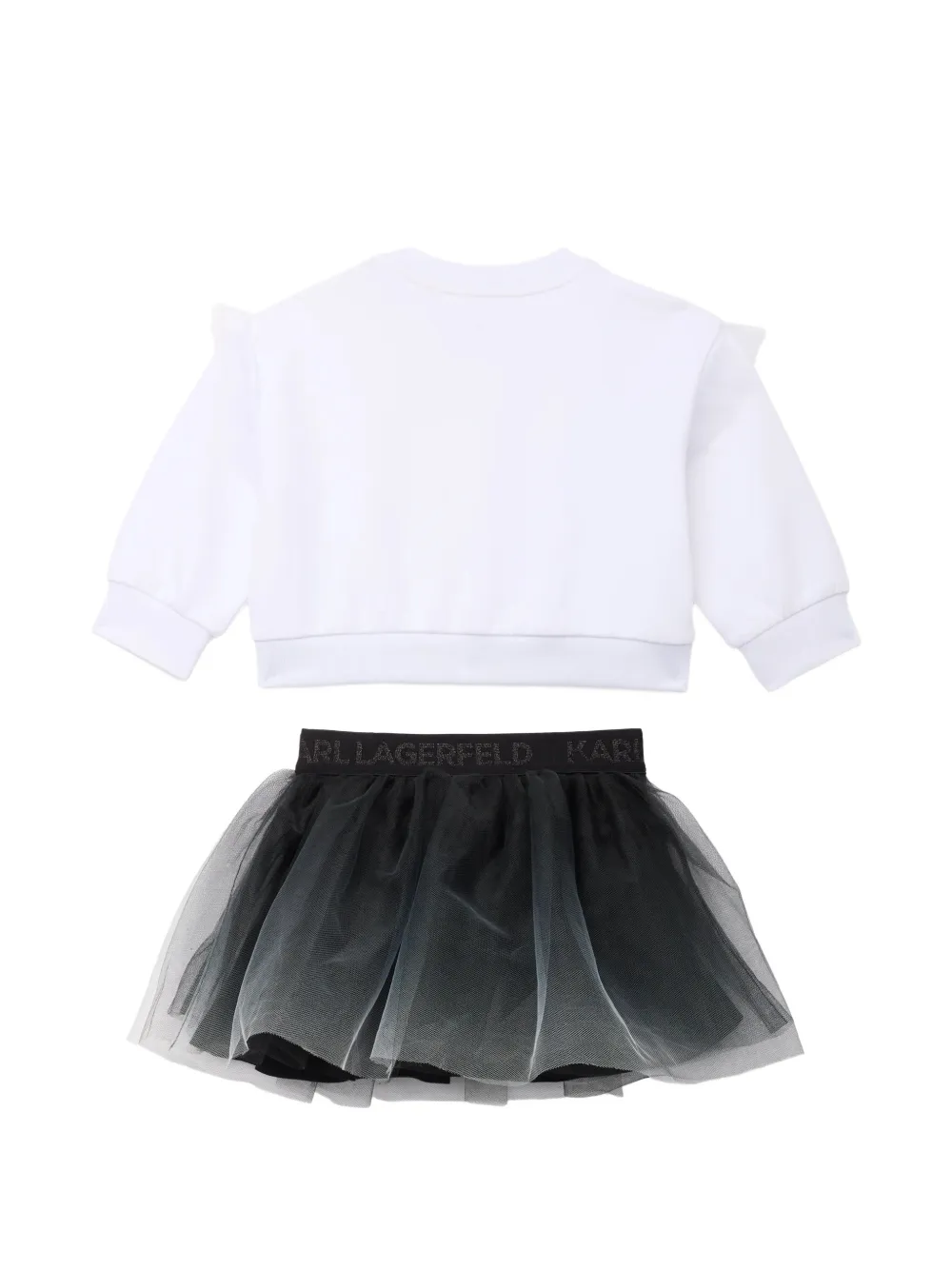Karl Lagerfeld Kids Sweater en rok met ruches Wit