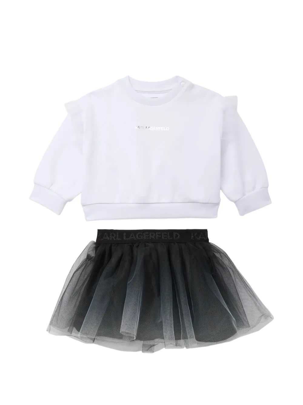 Karl Lagerfeld Kids ruffled-detail sweatshirt and skirt set - Bianco