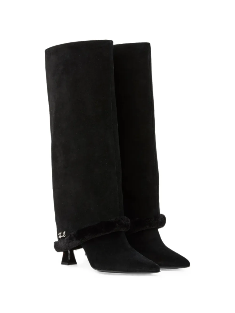Karl Lagerfeld Debutante fold-down high-leg boots Zwart