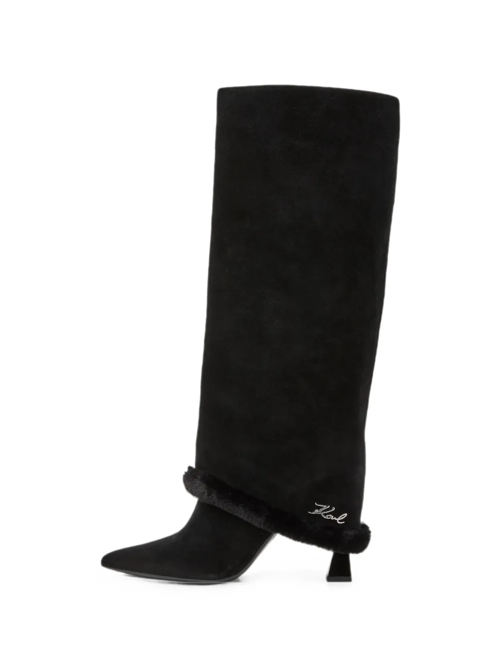 Karl Lagerfeld Debutante Fold-down High-leg Boots In Black